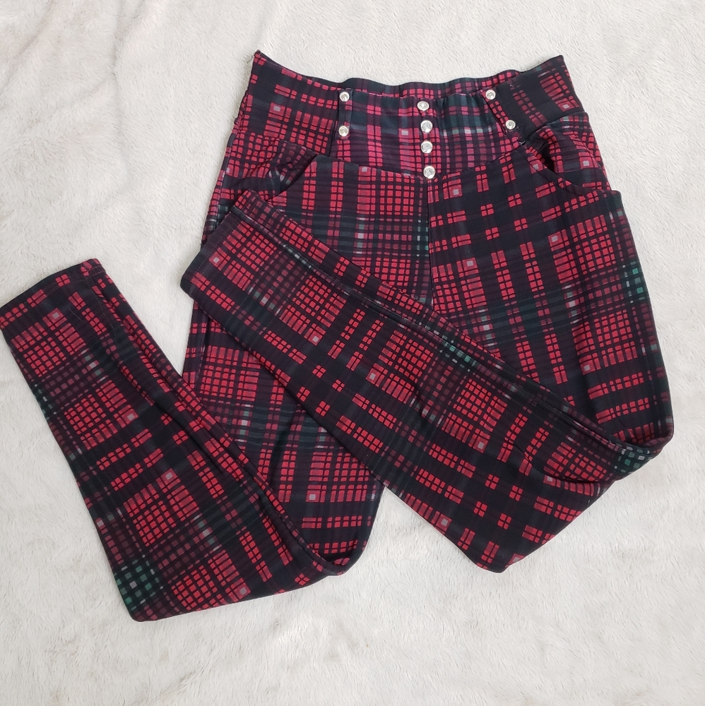 Red and black plaid pants